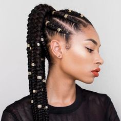 Diy Hairdo, Feed In Braids Ponytail, African Braids Hairstyles Pictures, Feed In Ponytail, Trendy We Fryzurach, Cornrow Ponytail, Mani Nails, Braids Summer, Biracial Hair