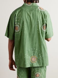 Traditional Green Embroidered Shirt, Designer Embroidered Summer Tops, Designer Embroidered Tops For Summer, Traditional Fit Summer Tops, Traditional Relaxed Fit Batik Print Top, Traditional Fit Cotton Summer Tops, Traditional Fit Cotton Tops For Summer, Embroidered Traditional Fit Summer Tops, Embroidered Traditional Fit Top For Summer