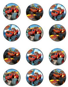 monster trucks edible cupcake toppers