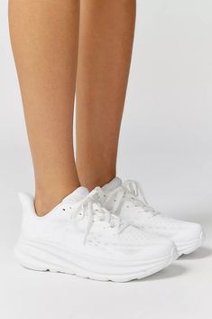 HOKA ONE ONE® Clifton 9 Running Sneaker | Urban Outfitters Women’s Athletic Shoes, Clifton 9, Chain Bra, Quoi Porter, White Running Shoes, Lightweight Sneakers, Cute Nikes, Shoe Inspo