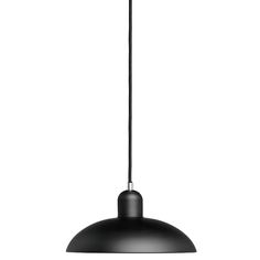 a black pendant light hanging from a ceiling