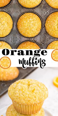 orange muffins stacked on top of each other