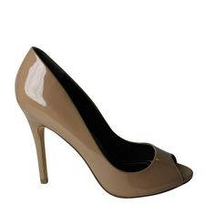 Set atop a stiletto heel, these pedicure-ready pumps are an essential addition to your desk-to-dinner wardrobe. Size: 5.5.  Color: Beige.  Gender: female.  Age Group: adult. Sleek Fitted Open Toe Court Shoes, Open Toe Court Shoes With 4-inch Heel For Office, Office Heels With Open Heel, Classic Open Toe Court Shoes For Office, Open Toe Patent Leather Heels For Office, Open Toe Patent Leather Heels For Work, Classic Beige Heels For Party, Classic Beige Party Heels, Classic Open Toe Court Shoes For Party