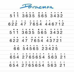 a sheet of paper with numbers on it and the words braemon written in blue