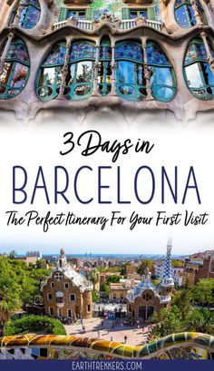 the cover of 3 days in barcelona, with text overlaying it and an image of