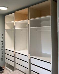 Discover the beauty of custom slatted doors in our IKEA Pax closet hack. Elevate your wardrobe space with this stylish DIY project! Dressing Pax Ikea, Ikea Built In Wardrobes, Diy Built In Wardrobes, Dressing Pax, Ikea Cupboards