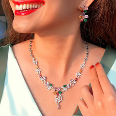 Elevate your evening party ensemble with this beautiful Cubic Zirconia Necklace and Earrings Set. Featuring a charming sweetheart pendant, this set is designed to enhance your beauty and make you shine on your special night. Tassel Flower, Crystal Jewelry Necklaces, Prom Necklaces, Party Attire, Enhance Your Beauty, Stone Material