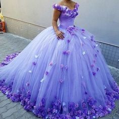 WD0552,Lavender Ball Gown Quinceanera Dress V Neck Flowers Gorgeous Custom Girls Sweet 16 Dresses 15 Years Birthday Party Gowns sold by Wonder Girl on Storenvy