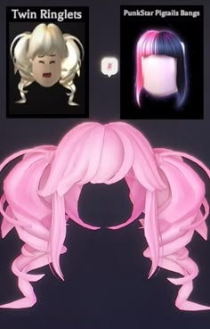 two different types of wigs with pink hair