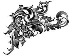 black and white drawing of an ornate design on a white background royalty illustration stock illustration