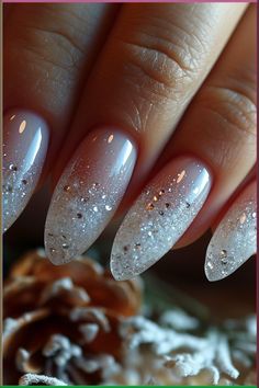 Want to make your nails look amazing? Check out these 50  nail art ideas that will make people notice you. Winter Wedding Nail Ideas, Nail Art Designs Glitter Sparkle, Holiday Nails Ombre, Starfall Nails, Glitter Nail Ombre, Winter Nail Ideas 2024, Winter Nails Ombre, Sparkle Holiday Nails, Ombré Sparkle Nails