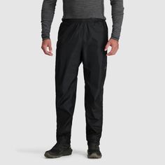 Packable  lightweight and breathable  the men's Outdoor Research Helium Rain pants provide durable weather protection you can count on  whether you're caught in a downpour or outrunning a flash storm. Outdoor Research, Rain Pants, Rei Co-op, Mens Pants, Black Pants, The Man, Mens Outfits, Pants, Black