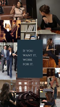 the collage shows many different people in suits and ties, including one woman with her back to the camera