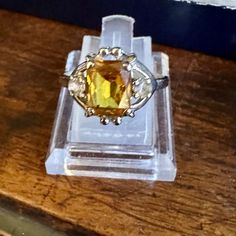 Gorgeous Vintage 10k Gold Ring Lemon Topaz With Diamond Accents Excellent Condition Ready To Wear Or Gift Fresh From A Houston Estate Gold Ring With Diamond, 10k Gold Ring, Ring With Diamond, Yellow Gold Ring, Gold Yellow, 10k Gold, Yellow Gold Rings, Womens Jewelry Rings, Estate Jewelry