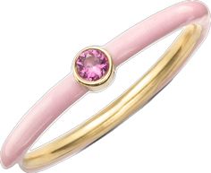 Pink Enamel Rings For Gift, Fine Pink Enamel Rings, Pink Enamel Ring Fine Jewelry, Fine Jewelry Pink Enamel Ring, Pink Enamel Anniversary Ring, Round Enamel Ring With Bezel Setting As Gift, Pink Enamel Stackable Jewelry, Pink Enamel Stackable Ring As Gift, Modern Enamel Ring For Gift