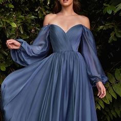 New Mother Of Bride Party Evening Formal Long Sleeve Chiffon A-Line Dress Color Smokey Blue Tags: Wedding Dress, Mother Of Bride Groom Dress, Prom Dress, Formal Long Sleeve Dress, Evening Maxi Dress, Solid Party Dress. Occasion: Formal, Evening, Cocktail, Guest Of Wedding, Bridal, Bridesmaid, Banquet, Prom, Ball, Graduation, Special Occasion. Garment Care: Dry Clean Suggested Elegant Evening Dresses Long, Friendly Outfits, Long Sleeve Bridesmaid Dress, Sweetheart Bridesmaids Dresses, Outfits Shorts, Outfit School, Long Sleeve Chiffon Dress, Smoky Blue, Cinderella Divine