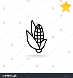 an image of a corn cob with leaves on it and a star in the background