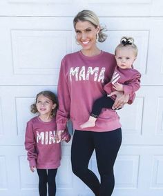 Now you can match your little one in these amazing Mama & Mini matching Sweatshirts. Unisex. They are made from light cotton babyterry fabric. Perfect for matching your family this season. Please note: Items need to be added to basket separately to receive the set. Regular fit, please order a size up if you like them to be oversized. Long sleeves for easy wear and layering. DTG Pigment Print - can be washed with warm water and can be ironed with care. Durable Print. Size: 6m - 8 years, S/M - XL Mommy Daughter Sweaters, Matching Mommy Daughter Outfits, Baby Sweats, Mom Daughter Outfits, Mommy Daughter Outfits, Mother Daughter Matching Outfits, Mom And Daughter Matching, Mama And Mini, Mommy And Me Shirt