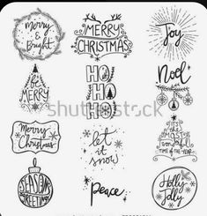 hand drawn christmas and new year doodles set with ornaments, snowflakes, lettering