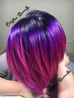 Short Purple Red Hair, Short Bob Hair Colors, Short Hair Vivid Color, Pink And Purple Short Hair, Vibrant Hair Color Ideas Short, Short Magenta Hair, Hair Fashion Colors, Unique Hair Cuts, Magenta Hair