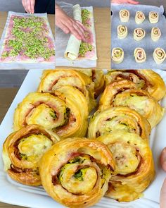 there are many different types of pastries on the table