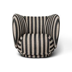 a black and white striped chair on a white background