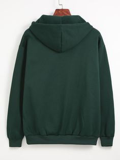 Dark Green Casual Collar Long Sleeve Polyester Plain Pullovers Embellished Slight Stretch Fall/Winter Women Sweatshirts Outfits Hoodie, Fashion Fall Outfits, Chic Fall Fashion, Outfit Hoodie, Chic Fall Outfits, Cute Letters, Lined Hoodie, Soft Hoodie, Fleece Coat