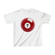 Lucky 7 Ball Baby Tee - printwithsky Y2k Cotton Tops With Graphic Design, Trendy Cotton Tops With Sublimation Print, Unisex White Graphic Tops, Unisex White Graphic Design Top, Sporty Cotton Tops With Sublimation Print, Y2k Cotton Top With Sublimation Print, Red Y2k Cotton T-shirt, Y2k Cotton T-shirt With Graphic Design, Red Y2k Style Cotton T-shirt