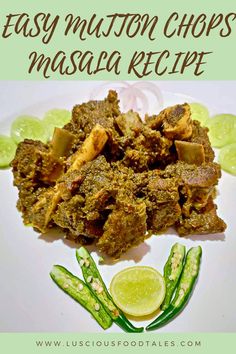 easy mutton chops masala recipe on a white plate