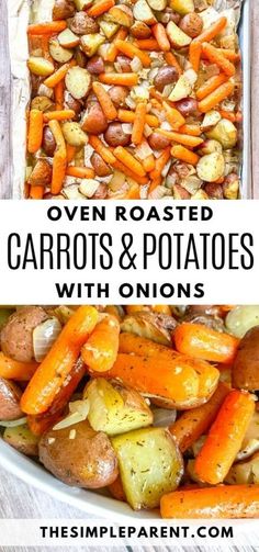 oven roasted carrots and potatoes with onions