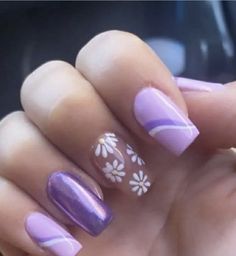 Pastel Purple Easter Nails, Oval Acrylic Nails, Purple Easter, Glitter Accent Nails, Spring Acrylic Nails, Purple Nail Designs, Easter Nails, Square Acrylic Nails, Nail Designs Spring