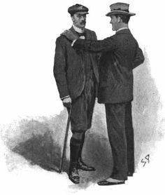 two men standing next to each other wearing suits and hats, one holding onto another man's tie