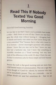 an open book with the text reading read this if nobody texed you good morning