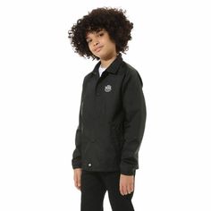 Keep it clean and simple with the new Vans Boys Torrey Jacket. This 100% nylon jacket with tricot lining provides maximum protection from the rain and chill. It has two pockets in front to keep your hands warm. Vans Logo, Kids Collection, Vans Shop, Coach Jacket