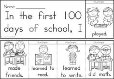 the first 100 days of school worksheet for students to practice their writing skills