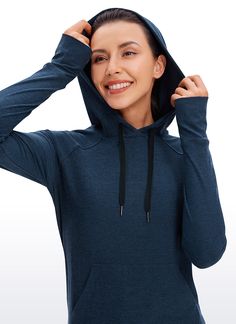 YOGA Women's Lycra Brushed long sleeve hoodie with soft and stretchy fabric. Drawstring pullover sweatshirts with pockets for easy storage. Thumb hole design keeps you warm and holds sleeves in place. Feature & Fitting: 
 Designed for running or workout 
 Hooded design, slim fit 
 Front pocket and thumbholes 
 Fabric: 
 Soft and skin-friendly fabric 
 Added Lycra for stretch 
 Brushed for comfort and warmth 
 88% Polyester, 12% Lycra 
 SKU : RZ36 .Easy reach by searching the SKU