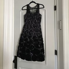 Size 4 Lace And Velvet Cocktail Dress. Black And Purple Below Knee Dress. Gently Wore Once, Looks Like New. Below Knee Dress, Velvet Cocktail Dress, Cocktail Dress Black, Tracy Reese, Black And Purple, Knee Dress, Dress Black, Cocktail Dress, Size 4