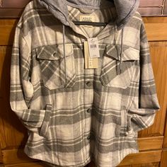 Flannel Jacket. Spring Flannel Outerwear With Long Sleeves, Winter Flannel Outerwear With Pockets, Hooded Flannel Outerwear For Fall, Cozy Flannel Outerwear With Long Sleeves, Cozy Long Sleeve Flannel Outerwear, Plaid Hooded Flannel Outerwear, Spring Flannel Collared Outerwear, Casual Oversized Flannel Outerwear, Casual Flannel Outerwear For Spring