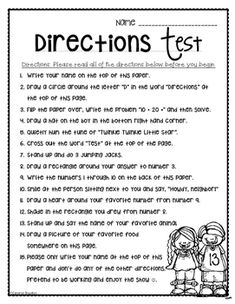 a worksheet with instructions for directions to test the correct words in this text