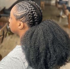 Formal Natural Hairstyles, Ponytail Formal, Stitch Ponytail, Natural Ponytail, Formal Hairstyle, African Bridesmaid Dresses, Dyed Curly Hair, Goddess Braids Hairstyles, Ethnic Hairstyles