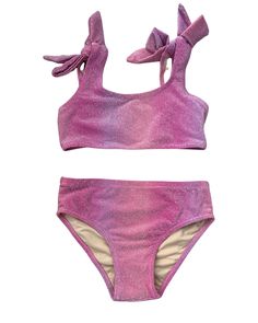 Pink Ombre Shimmer Bunny Tie Girls Bikini! With UPF50+ sun protective fabrics to shield her all day, you won’t have to worry about sunburns or irritations. Pink Ombre, Upf 50, Sun, Pink