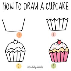 how to draw a cupcake step by step instructions for kids and beginners with pictures