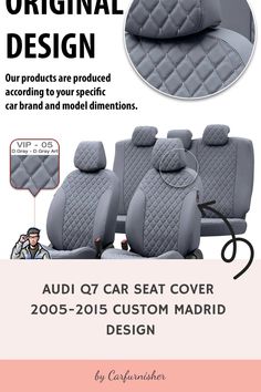 the front and back seat covers are shown in this ad for car seats, which have been