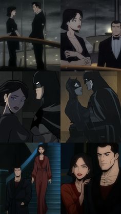 batman and catwoman in the dark knight animated series, with their faces slightly obscured