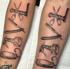 Barber Tattoo Ideas, Two Hands Tattoo, Carousel Tattoo, Hairstylist Tattoos, Hair Tattoo Designs, State Tattoos, Barber Tattoo, Army Tattoos, Cactus Tattoo