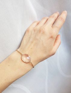 Sterling Silver Chain Bracelet With Pink Glass Cabochon | Etsy Rose Gold Bracelet Jewelry, Modern Round Rose Gold Bracelets, Modern Rose Gold Round Bracelets, Pink Gold Bracelet As Gift, Modern Rose Gold Bracelets For Gifts, Pink Gold Round Bracelet For Gift, Modern Rose Gold Bracelet For Gift, Minimalist Adjustable Glass Jewelry, Elegant Hypoallergenic Glass Jewelry