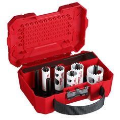 a red tool box filled with lots of tools