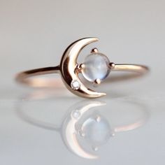 14K Moonstone Star & Moon Ring Astrology Jewelry, Star And Moon, Moon And Star, Cute Rings, Moonstone Ring, Pretty Jewellery, Girly Girl, Bling Bling