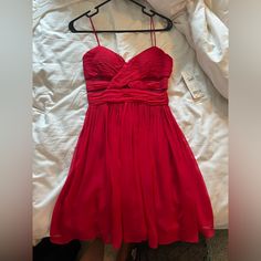 - 22 Inches Arm Pit To Bottom Red A-line Chiffon Dress, Red Knee-length Bridesmaid Dress, Red A-line Lined Dress, Red Fitted Mini Dress For Bridesmaid, Fitted Red Mini Dress For Bridesmaids, Red Chiffon Mini Dress, Elegant Red Bridesmaid Mini Dress, Red Chiffon Formal Dress, Red Mini Dress