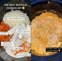 two pictures side by side showing different types of food in the crock pot and how to cook them